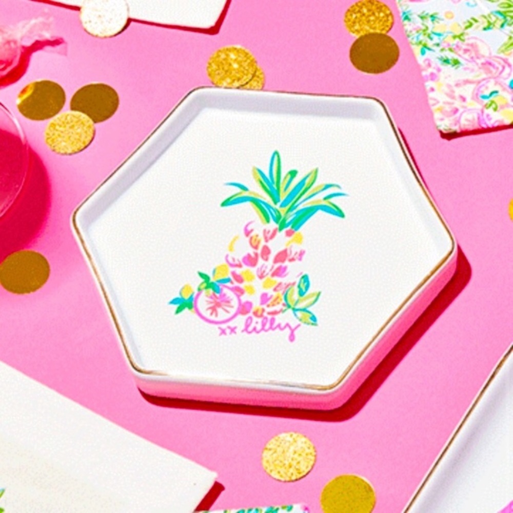 NWT Lilly Pulitzer Octagon Pineapple Trinket Jewelry Tray Dish